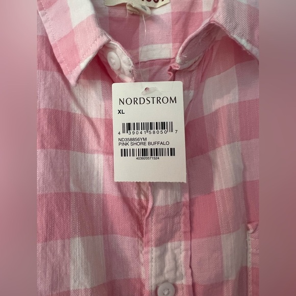 New With Tags 1901 Pink Shore Buffalo Button Down Short Sleeved Shirt - Picture 3 of 4